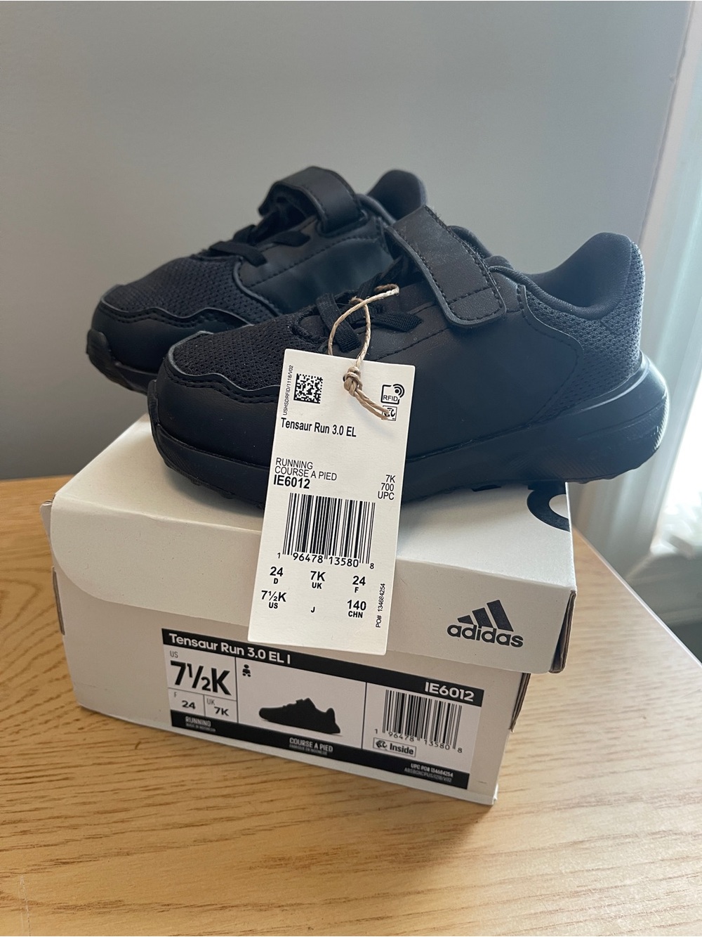 adidas Kids Tensaur Run 3.0 EL Black Athletic Sneakers